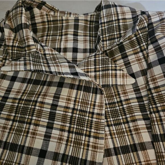 Vintage unbranded blazer Women's 14 browns/ cream plaid Pre-owned - Picture 5 of 6